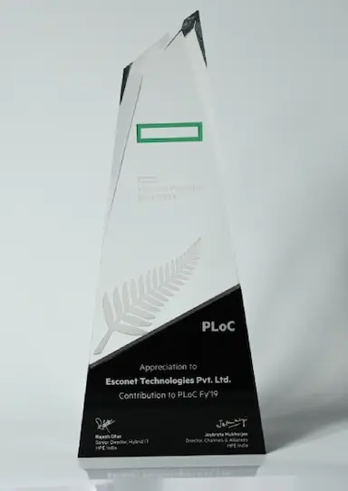 Appreciation award by Hewlett Packard Enterprise